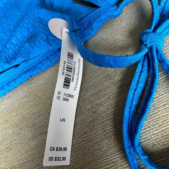 Victoria’s Secret Textured Bikini Set 34d/large nwt side tie bottom removal pads - Picture 2 of 4